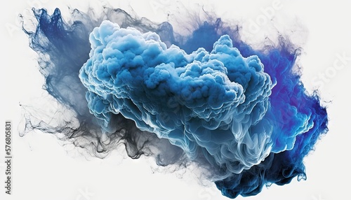 a blue and white substance is in the air with smoke coming out of the top of it's head and bottom of its head. generative ai