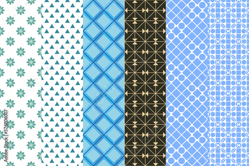 Seamlessly set of pattern. Symmetric abstract wallpaper. Digital paper, textile print. Vector illustration.