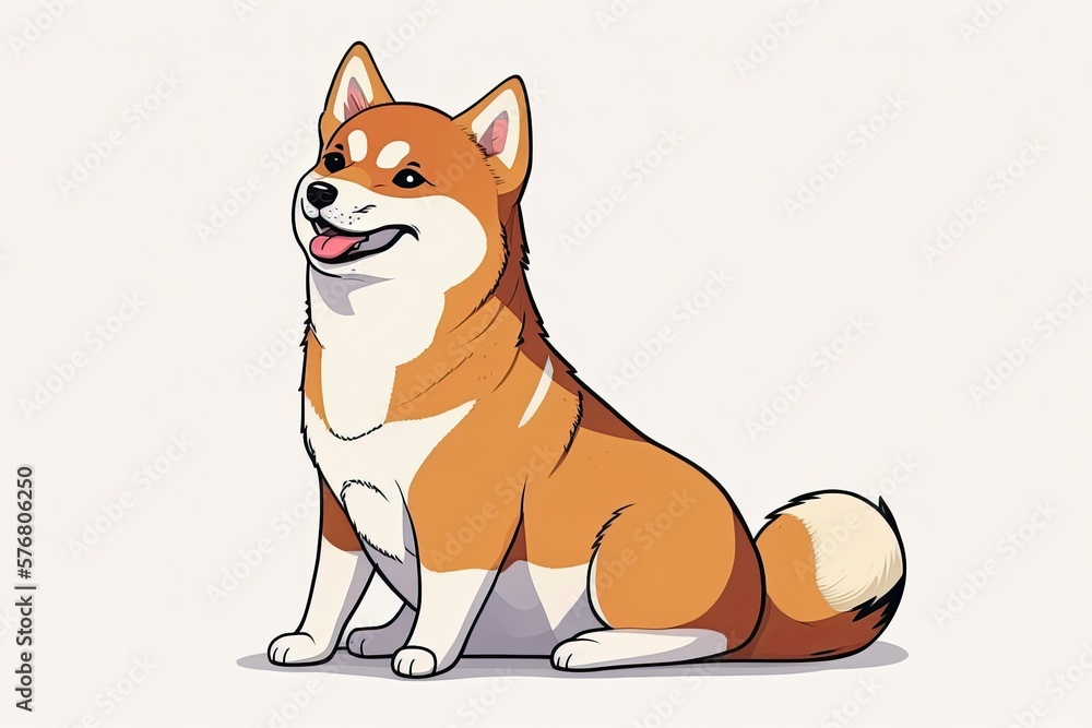 Red haired Shiba Inu puppy dog from Japan, sitting, smiling, on a white backdrop. A contented animal. Generative AI Red haired Shiba Inu puppy dog from Japan, sitting, smiling, on a white backdrop. A contented animal. Generative AI