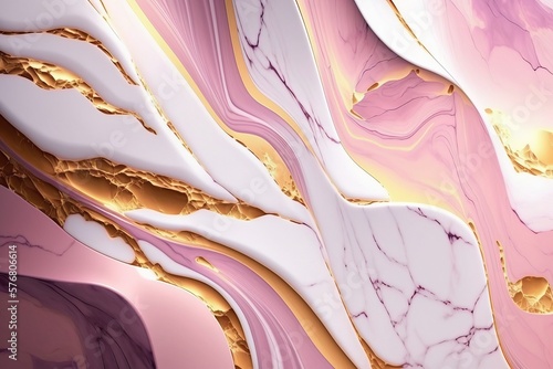 Leinwand Poster background of colors with pink, white and golden marble texture Generative AI