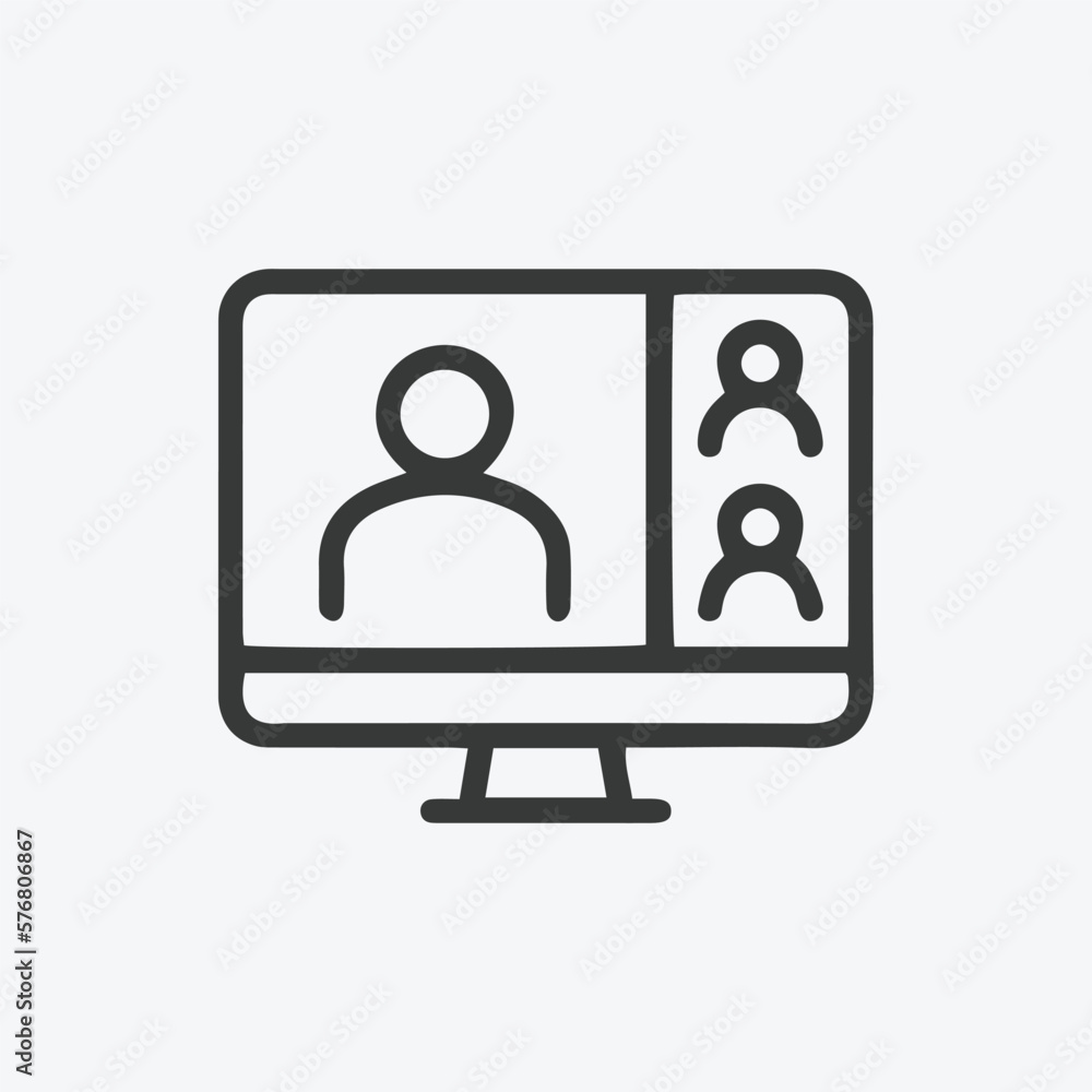 Business online meeting vector icon. Meeting online vector illustration. Talk people flat style illustration