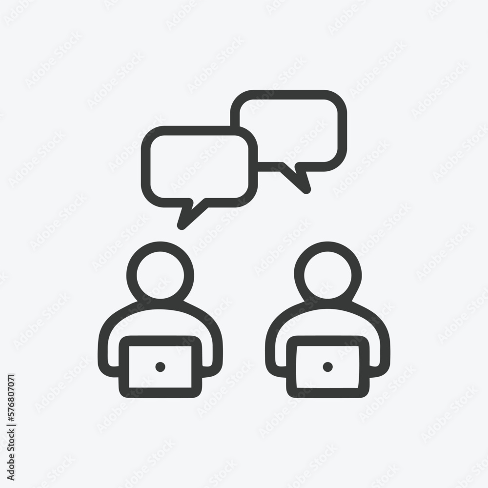 Business online meeting vector icon. Meeting online vector illustration. Talk people flat style illustration Business online meeting vector icon. Meeting online vector illustration. Talk people flat style illustration
