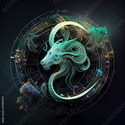 Beautiful abstract Ophiuchus magical zodiac sign, astrology, concept, contemporary colors and mood social background.   photo