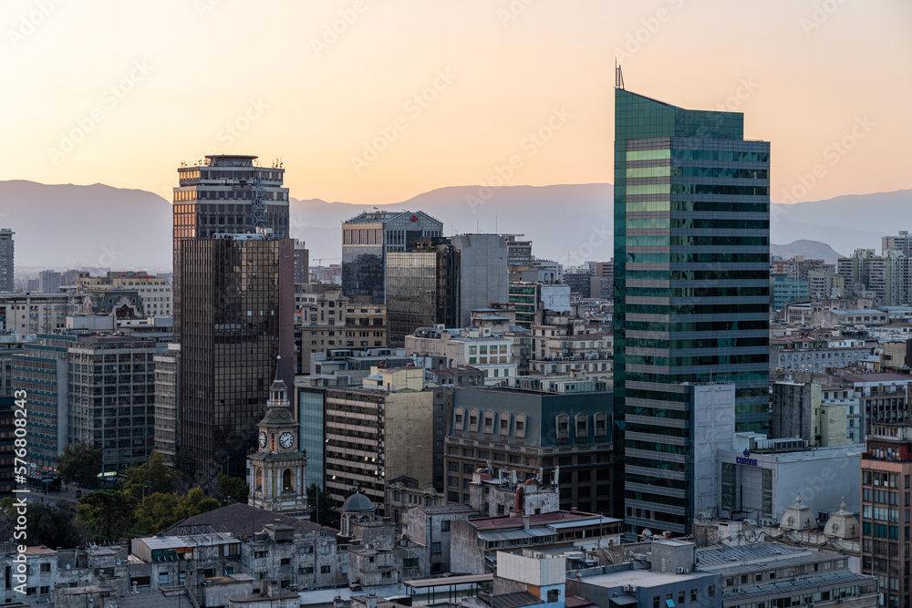 santiago, chile, city, sunset