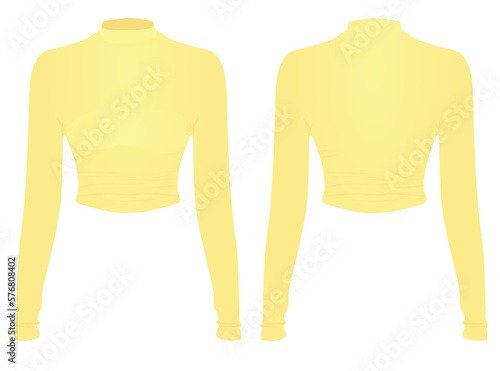 Women yellow crop sweater. vector illustration