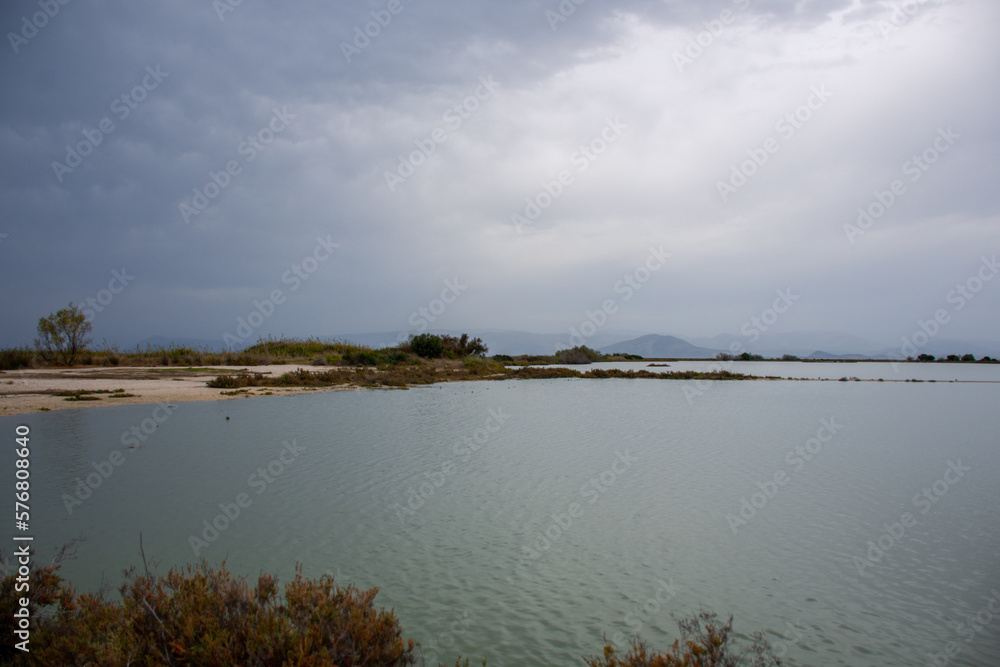 Beautiful view of Lefkimmi in corfu island greece