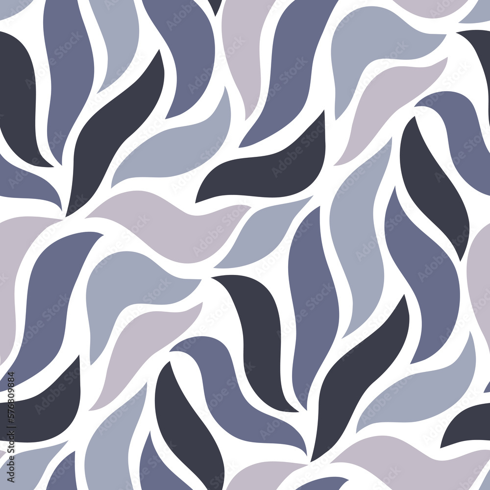 Obraz premium Abstract floral seamless pattern with wavy leaves
