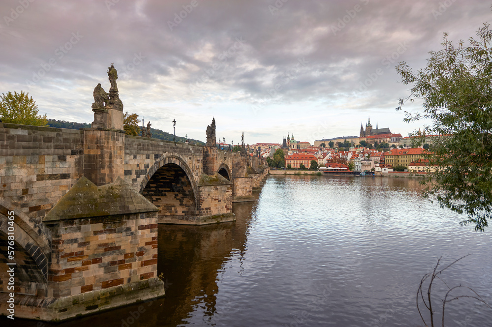 View onCharles bridge early in the morning. Prague