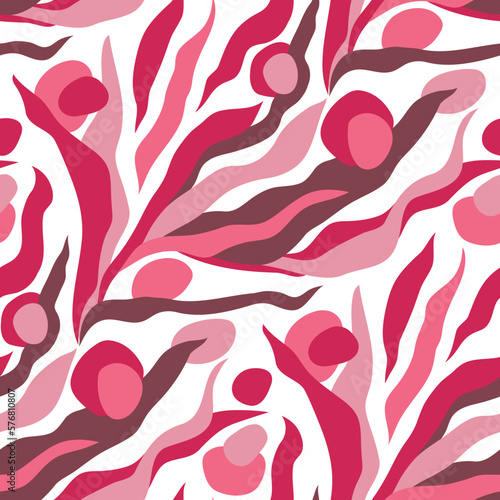 Abstract floral seamless pattern with wavy leaves