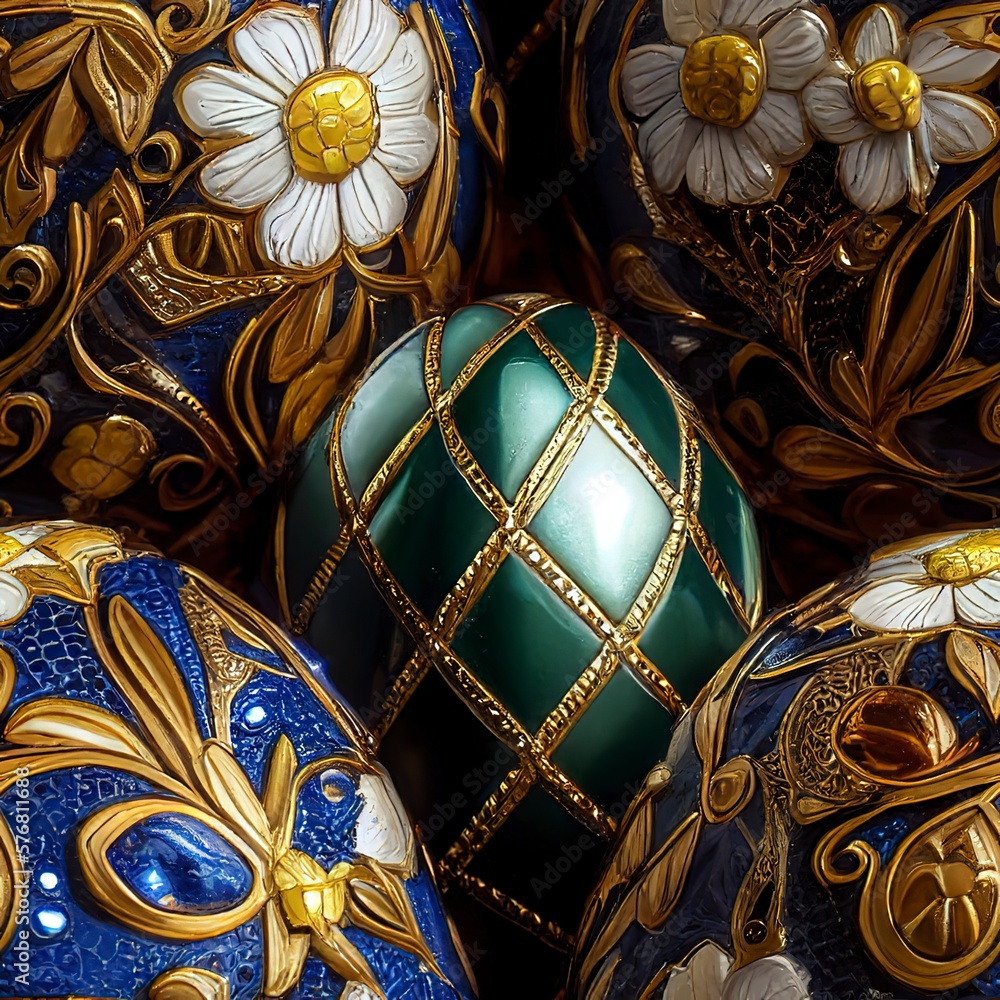 Seamless texture of Easter eggs. Tiles without borders. The repeating ornament is very detailed. Generative art. Seamless texture of Easter eggs. Tiles without borders. The repeating ornament is very detailed. Generative art.