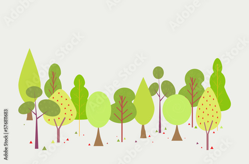 Trees in the forest. Vector illustration in flat cartoon style.