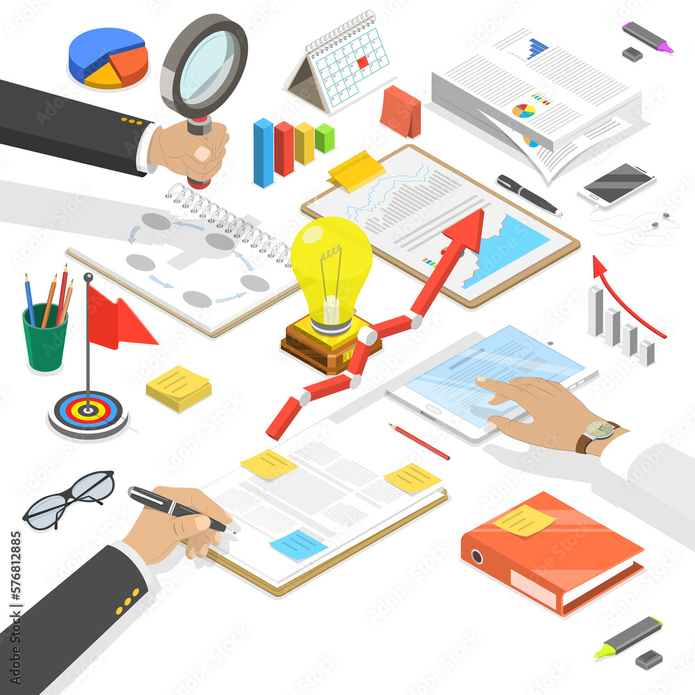 Obraz premium Competitive analysis flat isometric concept