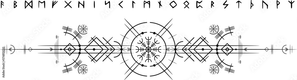 Vikinger - alte Runen, Kompass und Symbole - Vikingertattoo Vikinger - alte Runen, Kompass und Symbole - Vikingertattoo