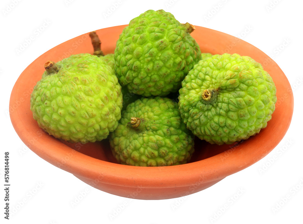 Green Lychee on a clay pot Green Lychee on a clay pot