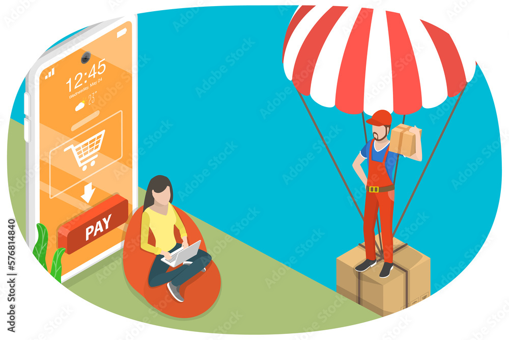 Fototapeta premium 3D Isometric Flat Conceptual Illustration of Dropshipping.