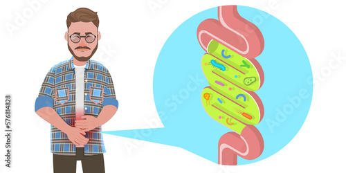 3D Isometric Flat  Conceptual Illustration of Gut Inflammation. photo