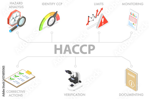 3D Isometric Flat  Conceptual Illustration of HACCP. photo