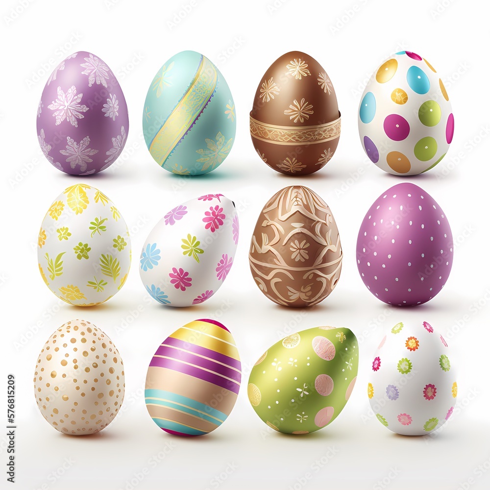 Collection of Easter Eggs, Set of easter painted eggs Collection of Easter Eggs, Set of easter painted eggs