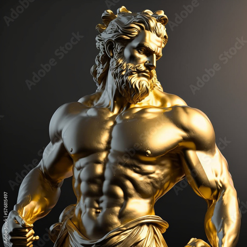 Realistic gold statue of ancient greek gods, generative AI photo