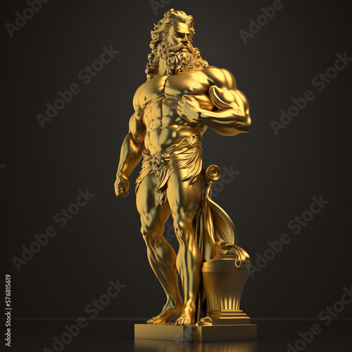 Realistic gold statue of ancient greek gods, generative AI