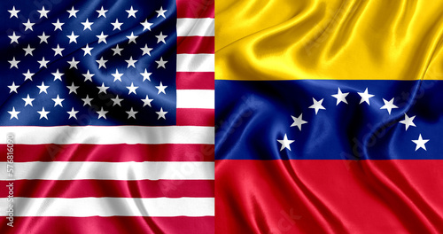 USA and Venezuela flag silk