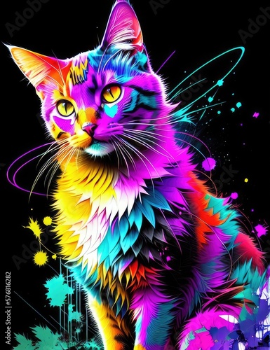 Abstraction of a cat painted with spray paint