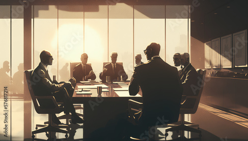 "Professional Business Meeting" - a polished wallpaper background featuring a professional and productive business meeting, Generative AI
