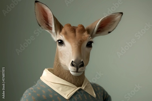 Portrait of A Deer Wearing a Modern Haute Couture Shirt - Generated by Generative AI