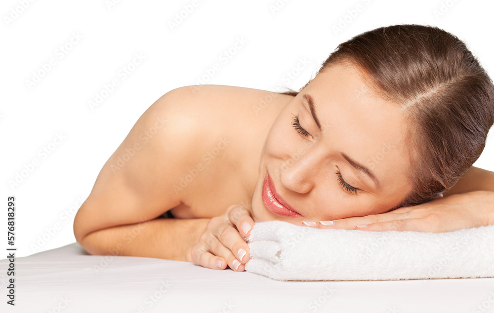 A beautiful young woman in a spa salon