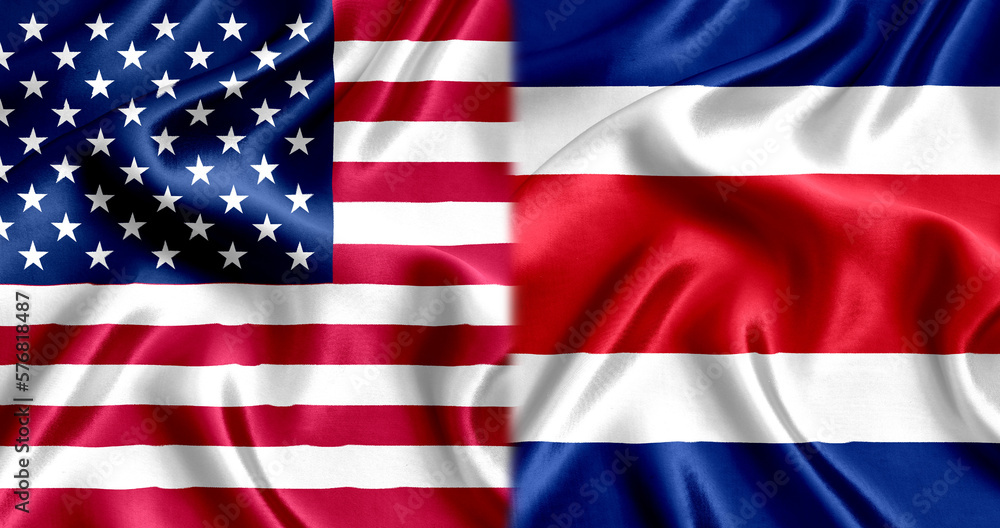 Fototapeta premium USA and Costa_Rica flag silk