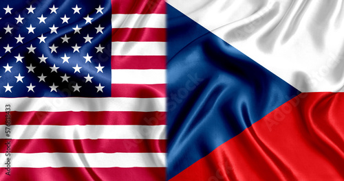USA and Czech_Republic flag silk