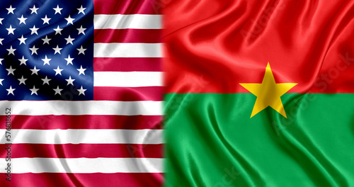 USA and Burkina_Faso flag silk photo