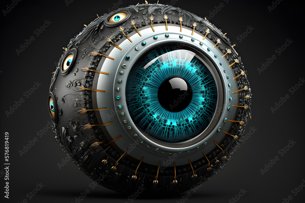 Product photo of an cybernetic eyeball generative ai