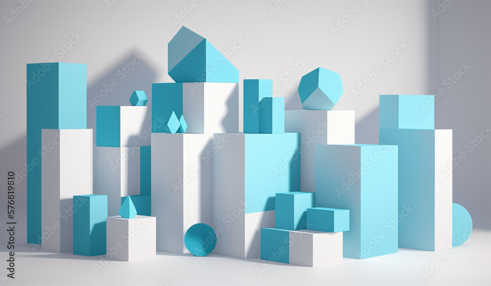 Minimal scene with podium and abstract background. Pastel blue and white colors scene. Trendy designs for social media banners, promotion, cosmetic product show. Geometric shapes interior. Minimal scene with podium and abstract background. Pastel blue and white colors scene. Trendy designs for social media banners, promotion, cosmetic product show. Geometric shapes interior.