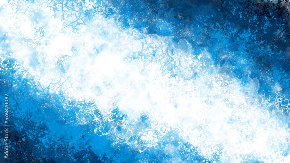 Fototapeta premium Drawn watercolor spotted decorative blue white abstraction with a grunge texture.