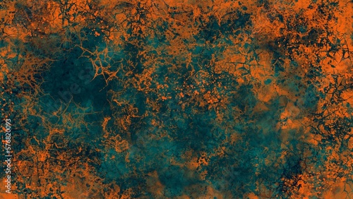 Drawn spotted decorative turquoise orange abstraction with a grunge texture.