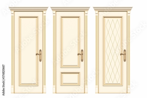 interior doors isolated on white background  interior furniture  3D illustration  cg render 
