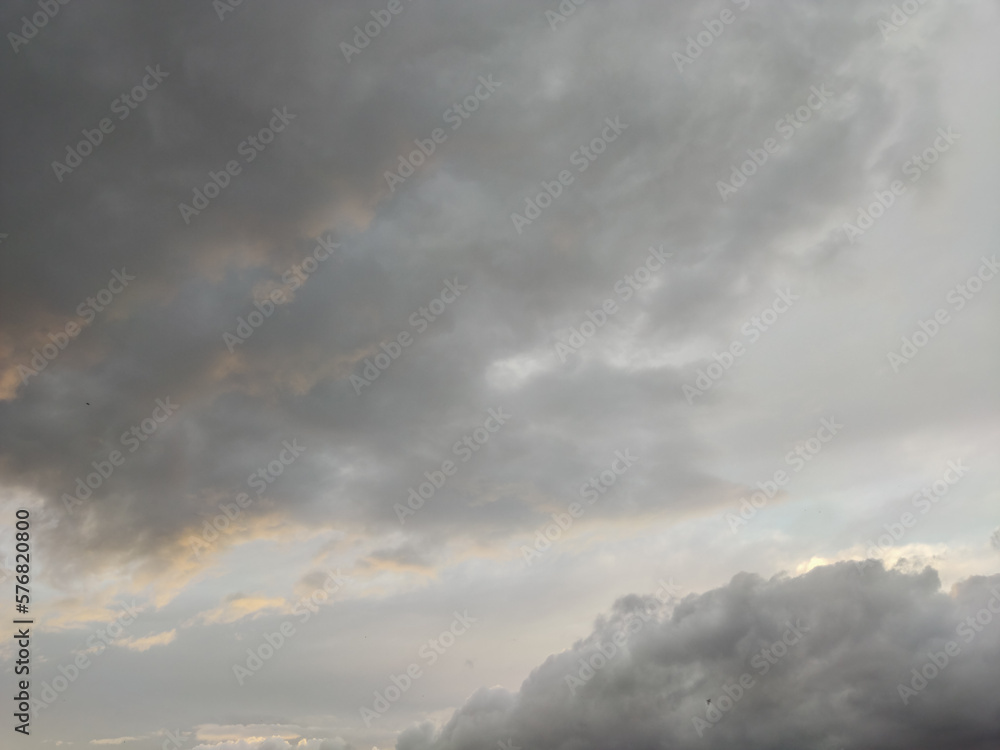 Sunset in the sky with much clouds