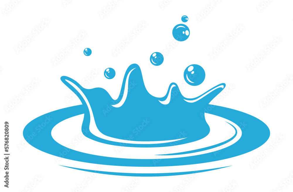 Design With Fresh Water Crown Splash Vector Illustration In Flat Style Design With Fresh Water Crown Splash Vector Illustration In Flat Style