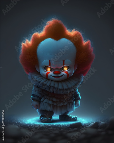 Extremely cute little Glacialpunk Pennywise Soft pastel lighting generative ai