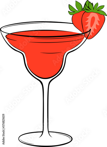 Strawberry Daiquiri Cocktail vector illustration