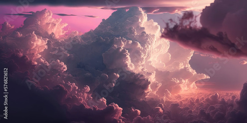 Dramatic colorful cloudscape, panoramic view, Generative AI © Nebula Cordata