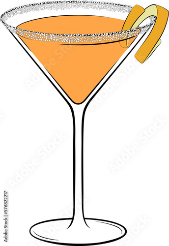 Sidecar cocktail with orange peel