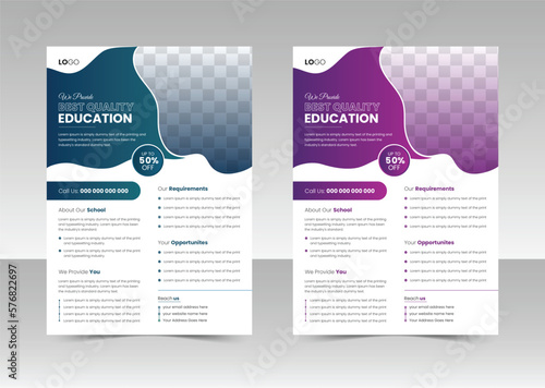 Creative education and admission flyer or poster layout design template