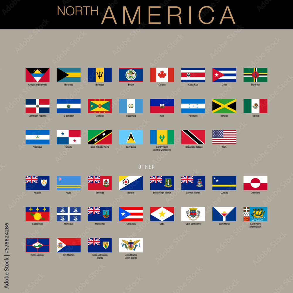 NORTH AMERICA Set Of Official National Flags Of The World And Other NORTH AMERICA Set Of Official National Flags Of The World And Other