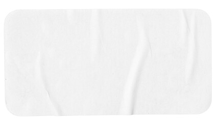 Crumpled paper sheet isolated . Rectangle shape with rounded edges. Template mockup
