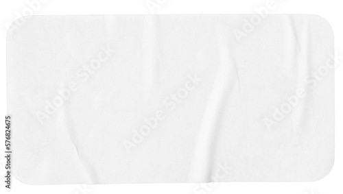 Crumpled paper sheet isolated . Rectangle shape with rounded edges. Template mockup