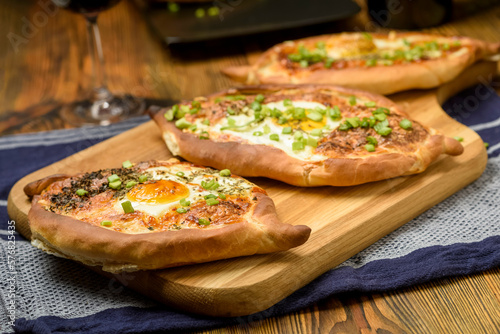 khachapuri - bread baked with cheese and egg