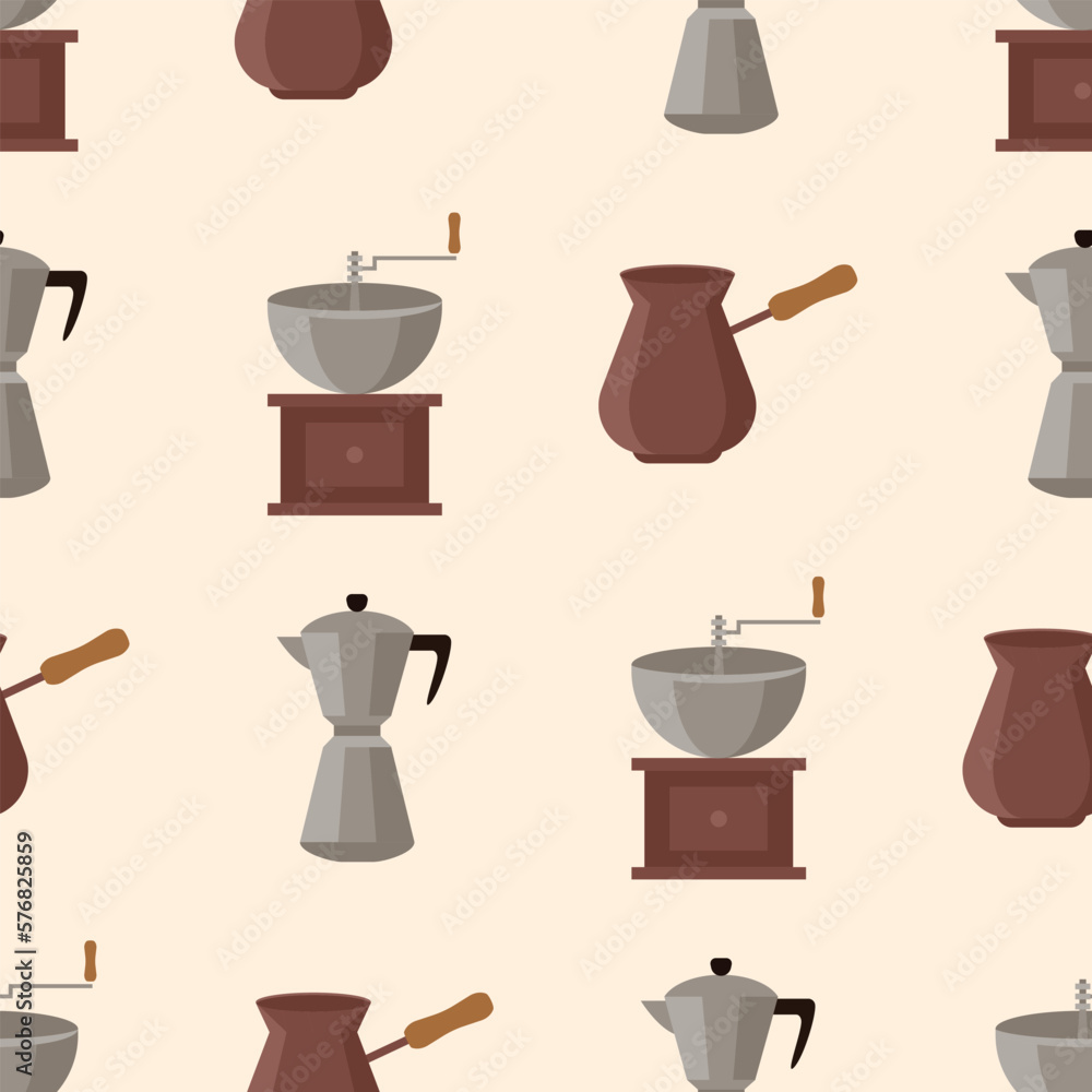 Making coffee seamless pattern coffee maker geyser coffee maker coffee grinder cold brew espresso ristretto takeaway eco pack paper cup Making coffee seamless pattern coffee maker geyser coffee maker coffee grinder cold brew espresso ristretto takeaway eco pack paper cup