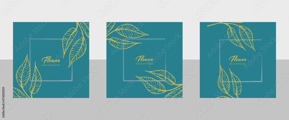 Neutral floral background in simple colors. Vector border with hand drawn flowers in line style for social media post, invitation, greeting card, packaging, branding design, banner, poster, advertisin